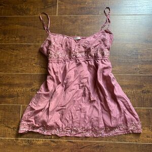 Vintage Old Navy Pink Sequin-Embellished Spaghetti-Strap Babydoll